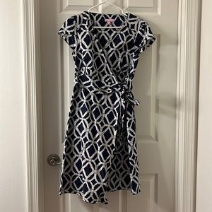 Lilly Pulitzer Navy and White Geometric Wrap Dress